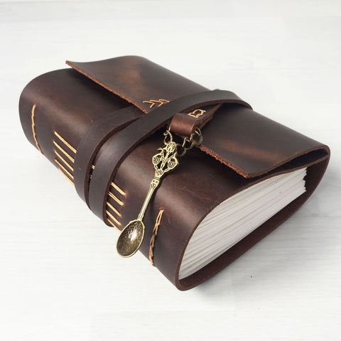 Leather recipe book with spoon charm