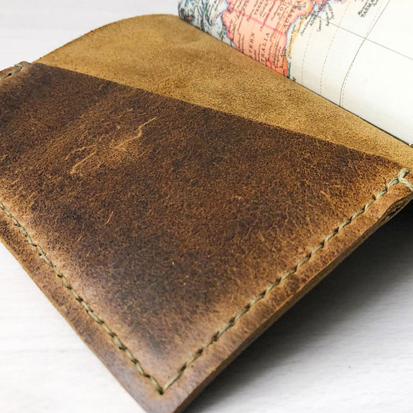Leather journal front interior pocket