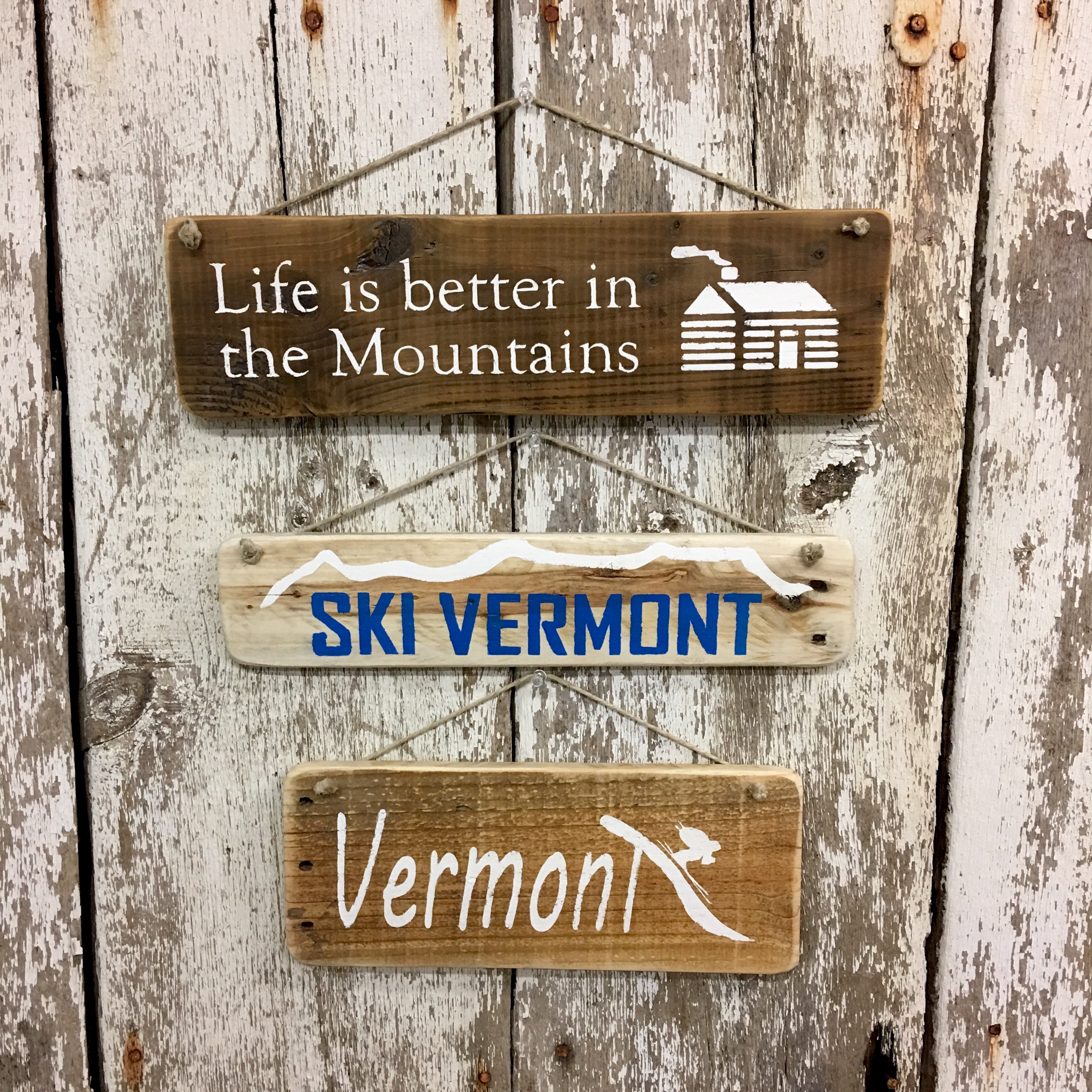 Ski Vermont Reclaimed Wood Sign Vermont Gift Ideas And Decor