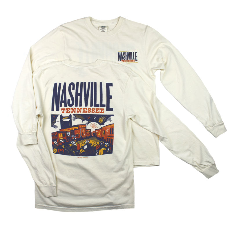 Nashville Broadway Long Sleeve T-Shirt - Hatch Show Print product image