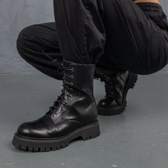 Anchor Black Military Lace Up Boots