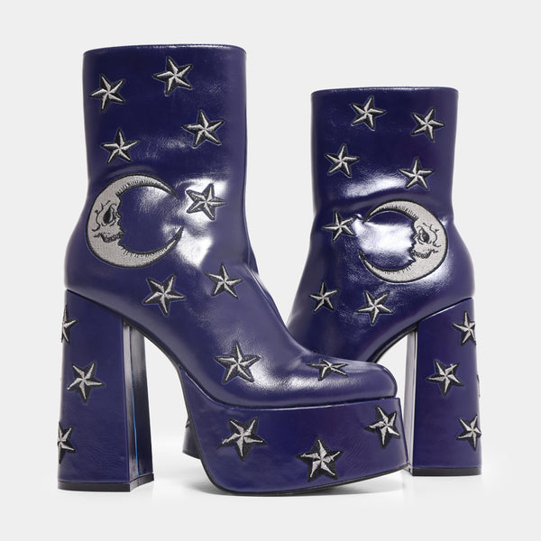 Dreams of Mooncraft Purple Heeled Boots