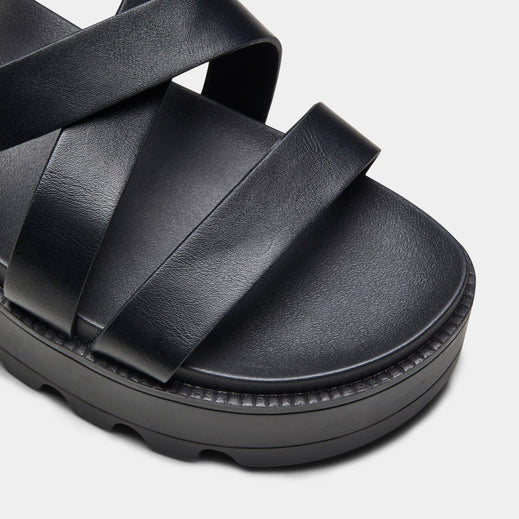 CRIX Black Chunky Flatform Sandals