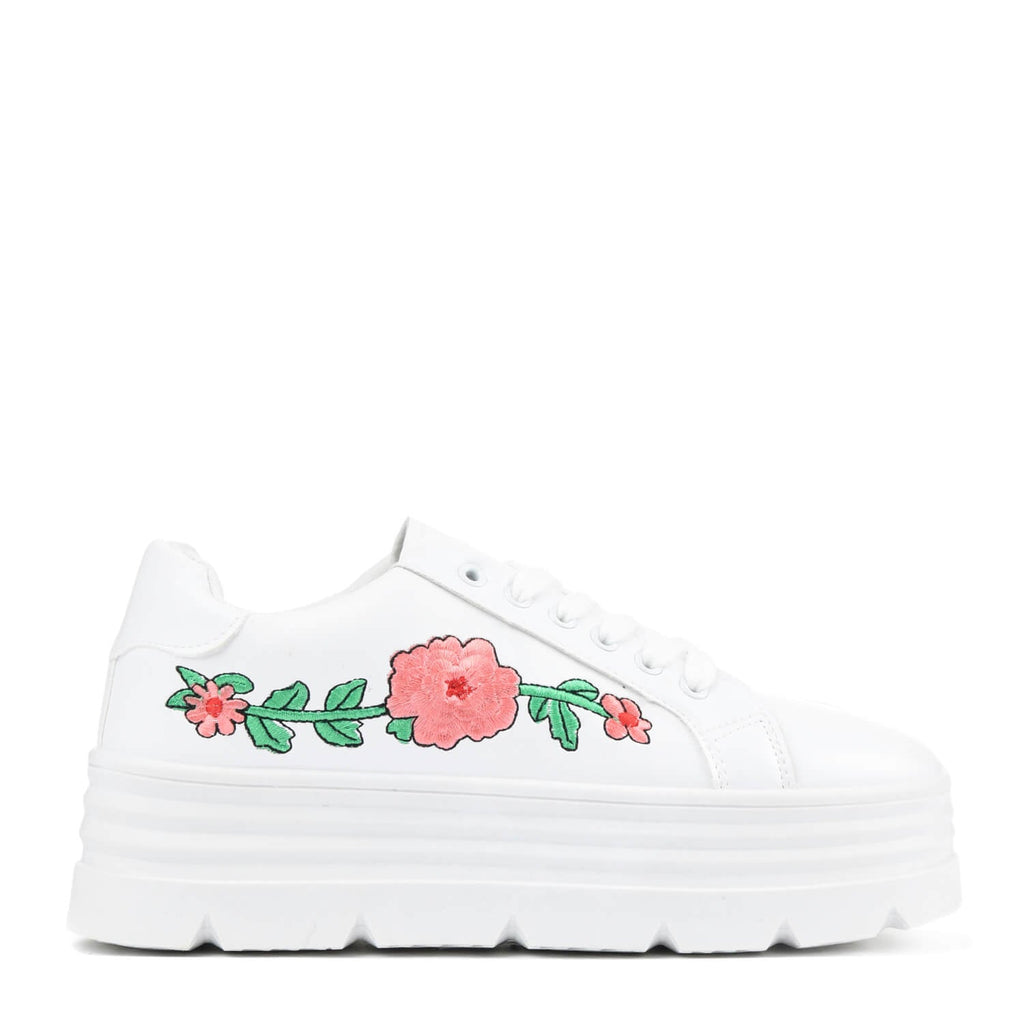white floral trainers