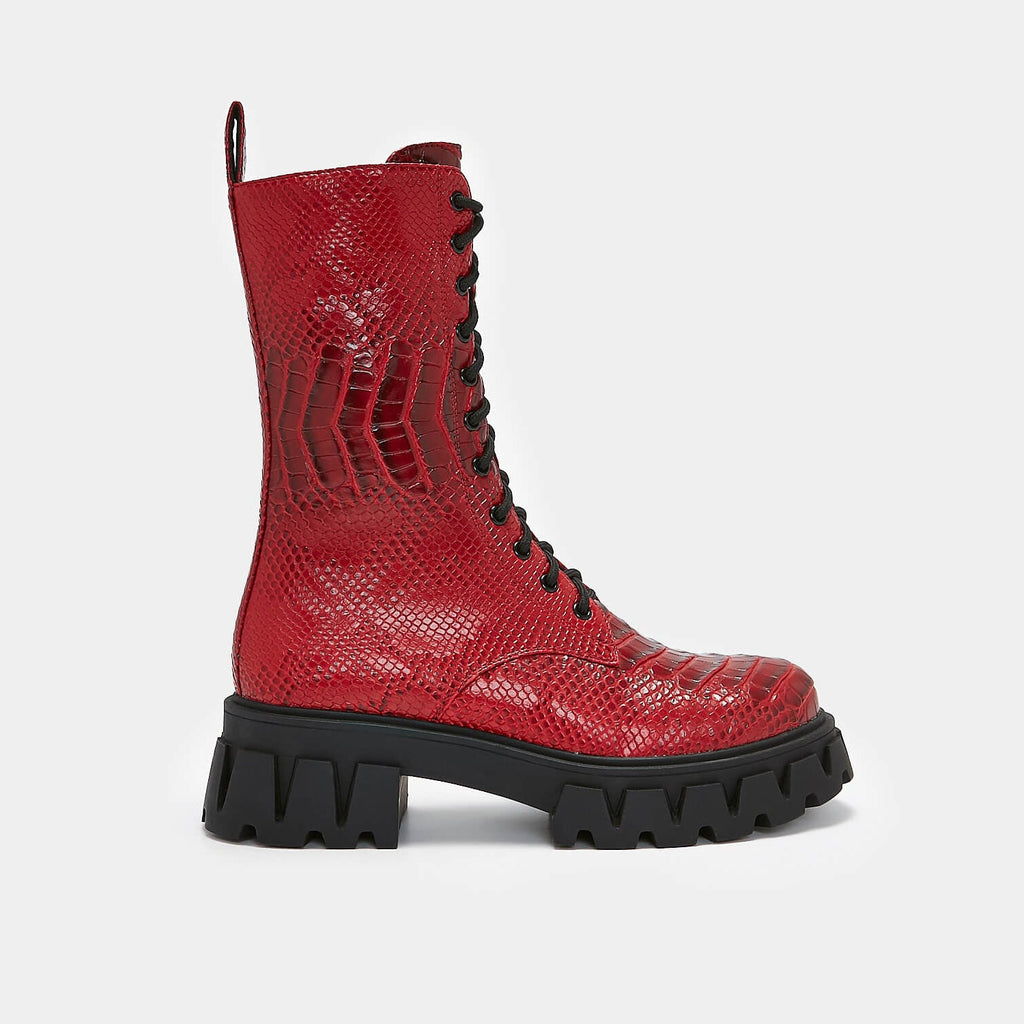 red combat boots mens