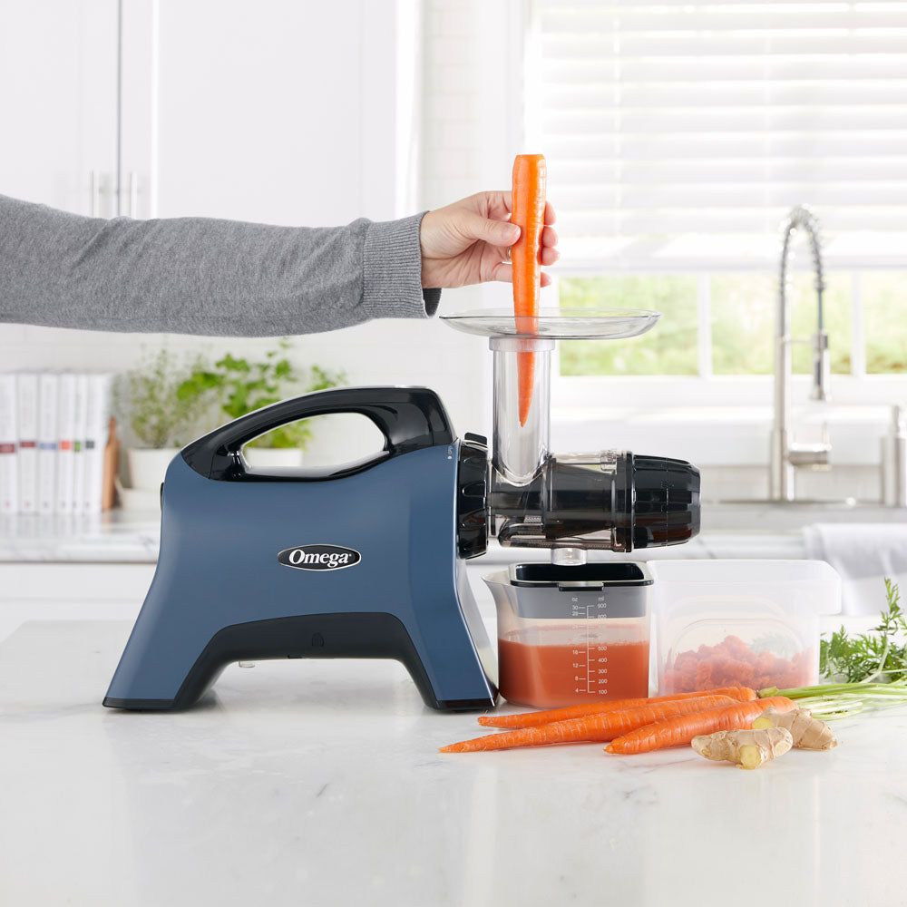 MM1500BL13 Omega Slow Juicer, BPA Free with Celery Cap, Blue, 200W