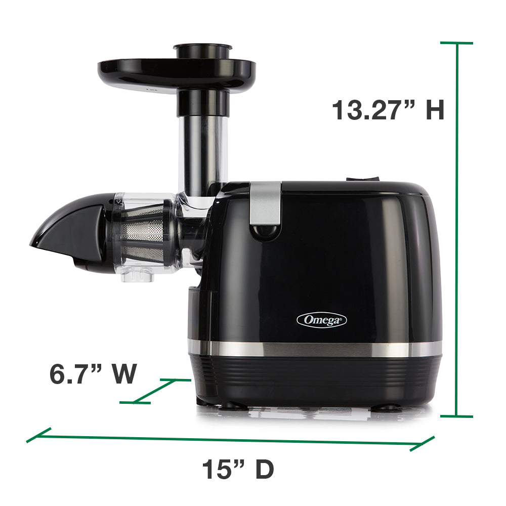 H3000R Omega Cold Press 365 Horizontal Compact Masticating Juicer, 3 Stage Auger, 150 Watts, Black