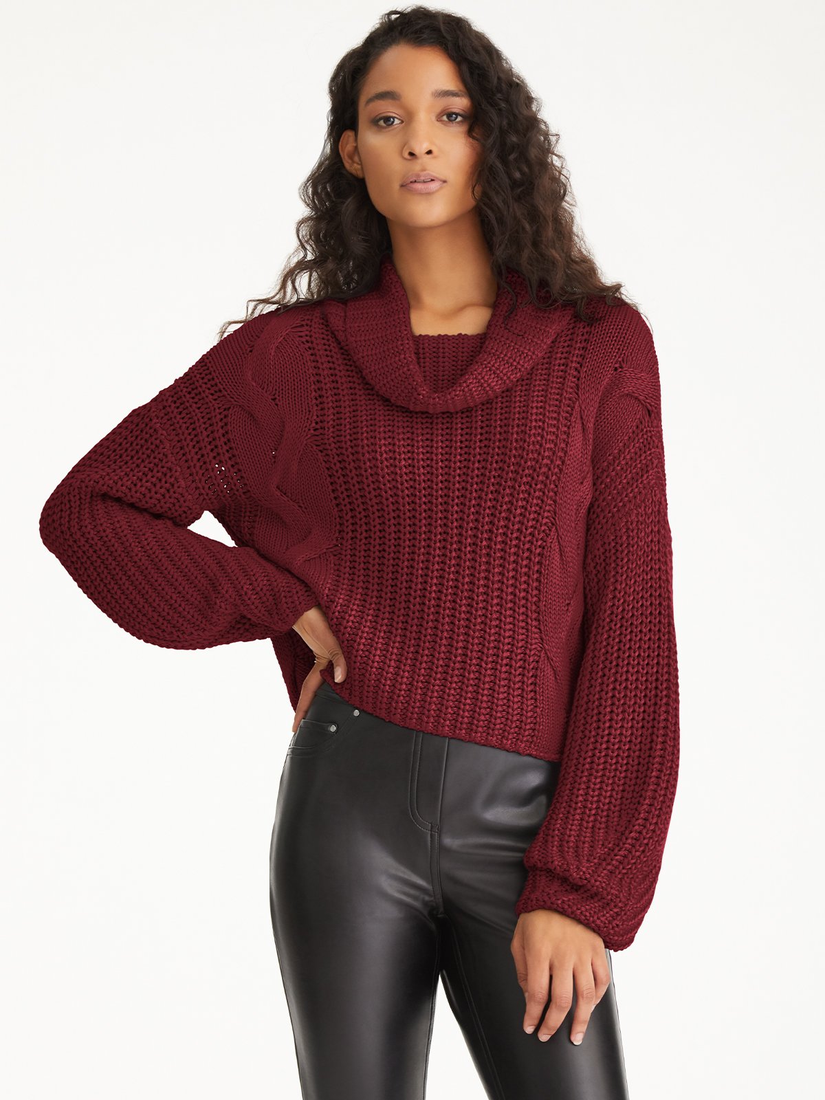 Cable Cowl Neck Sweater