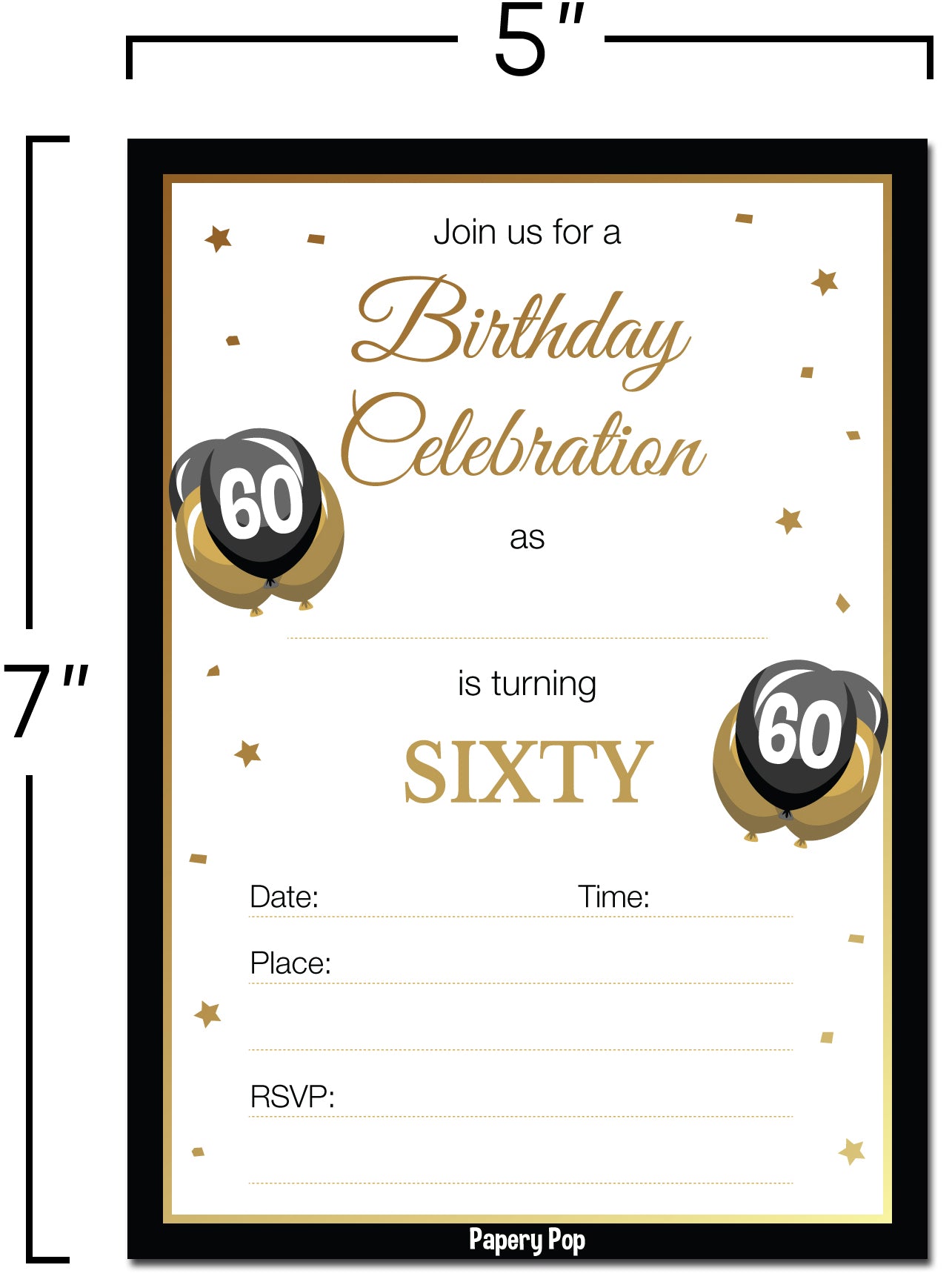60 Year Old Birthday Invitations with Envelopes (30 Count) – Papery Pop