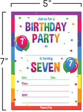 7 Year Old Birthday Party Invitations with Envelopes (15 Count) - Kids