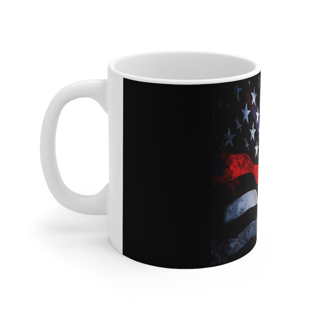Thin Red Line Wavy USA Flag Mug Ceramic Mug 11oz
