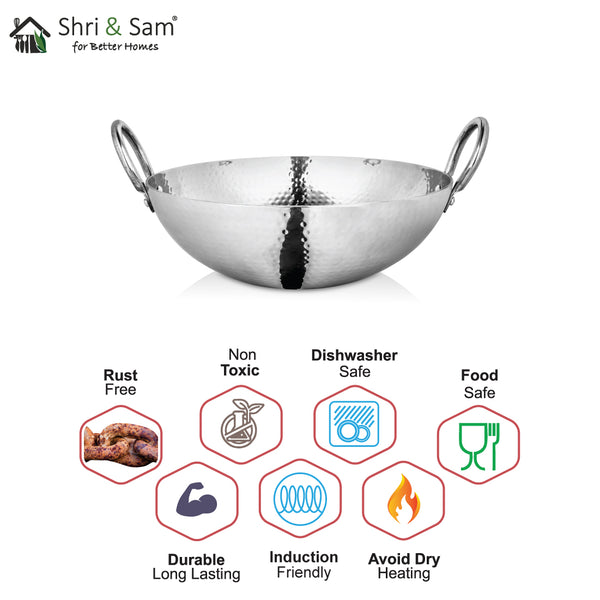 Stainless Steel Kadai Flat surface – IndianSupermarkt