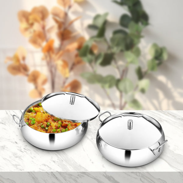 Stainless Steel 2 PCS Serving Bowl with SS Lid Marina