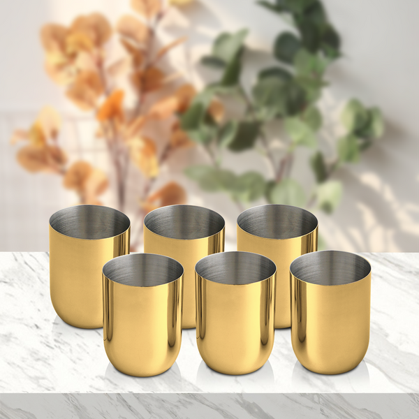 Stainless Steel 6 PCS Glass with Gold PVD Coating Majestic