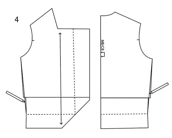 Drawing new side lines at the pattern