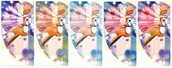 color thumbnails of an owl painting