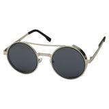 grinderPUNCH Women's Round Retro Flat Bar Cat Eye Sunglasses