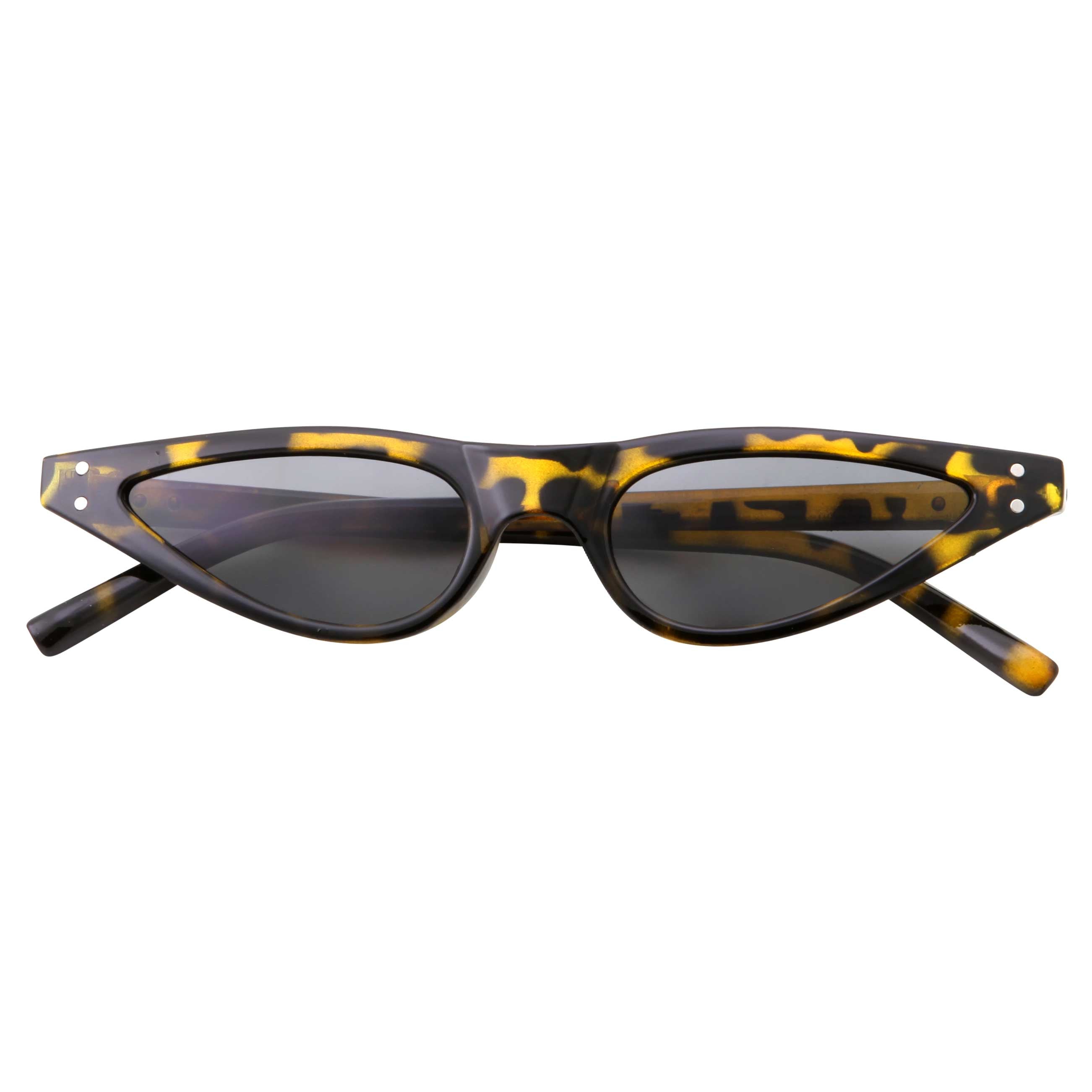 Grinderpunch Womens Slim 90s Retro Flat Lens Cat Eye Sunglasses 