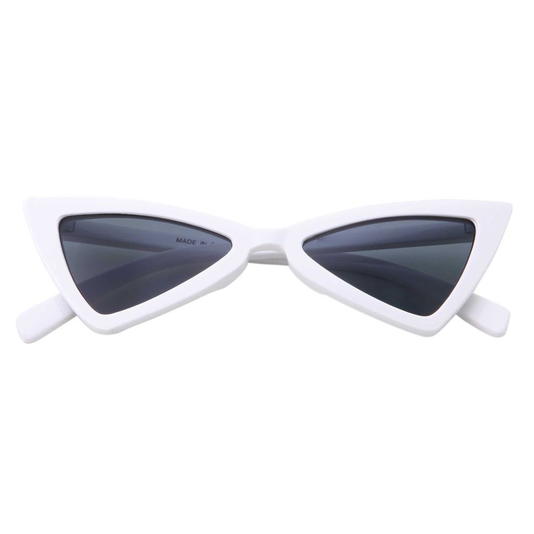 Grinderpunch Womens Retro 90s Slim Triangle Black Cat Eye Sunglasses 