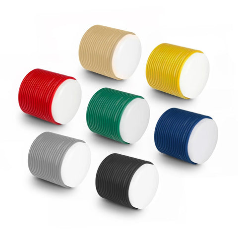 7 rolls of Theraband latex resistance tubing, each in a different color