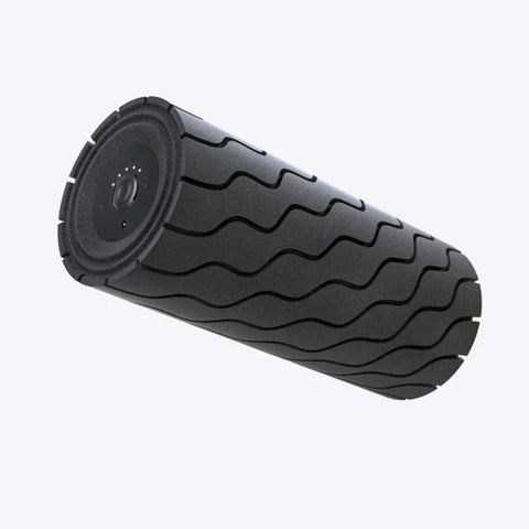 Black Therabody Wave Roller with wave-shaped grooves