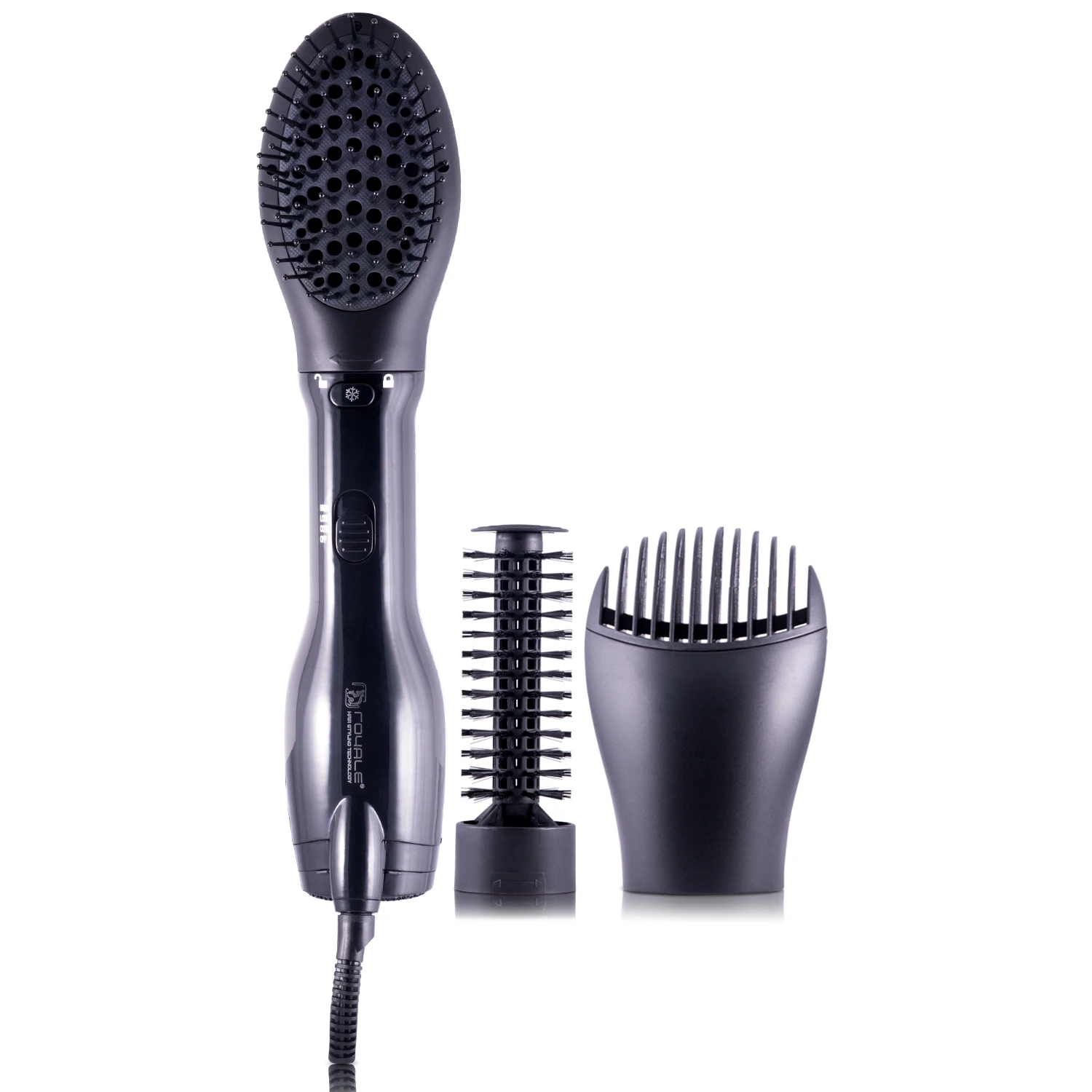 Image of 4-in-1 Interchangeable Blower Brush Set with Volumizing, Straightening, and Curling Attachments