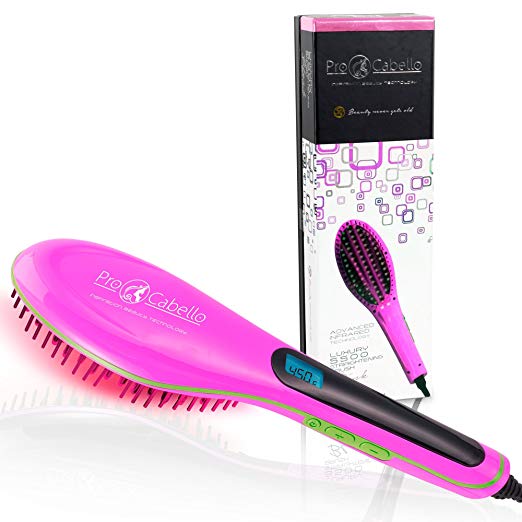Hair Straightening Brush Heated Ceramic Straightener Comb - Pink – RoyaleUSA