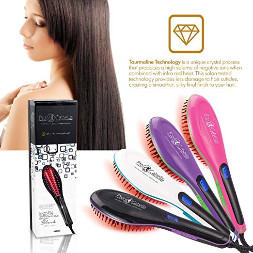 Hair Straightening Brush Heated Ceramic Straightener Comb - Purple –  RoyaleUSA