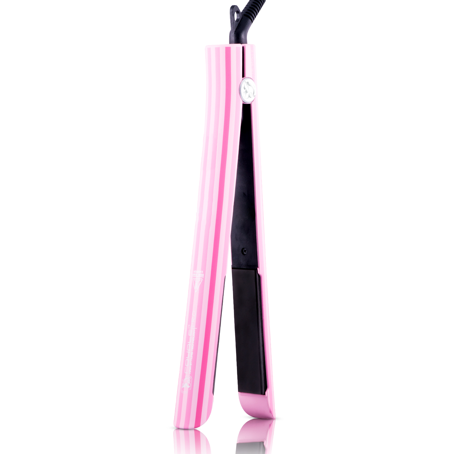 Image of Platinum Genius Heating Element Hair Straightener with 100% Ceramic Plates - Pink Stripes