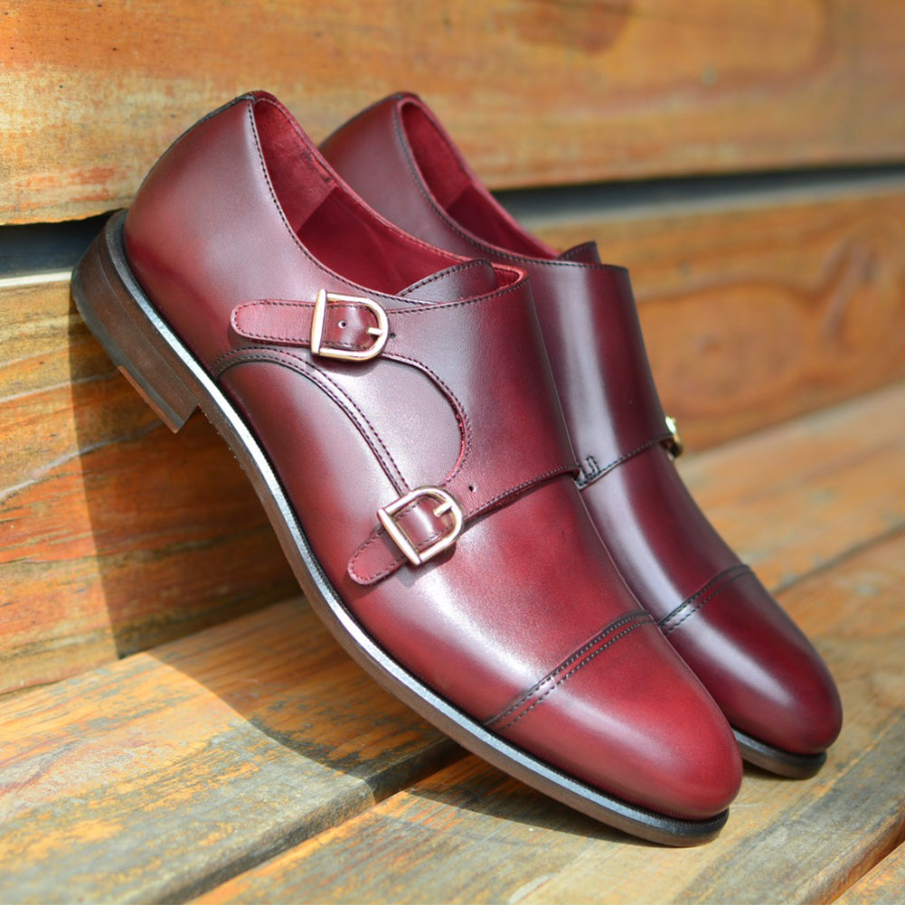 The Burgundy Double Monk Strap Custom Shoe - Legacy Lapels