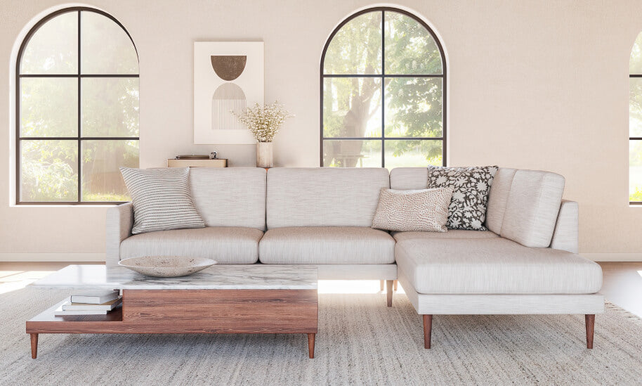 Lala Bumper Sectional in white fabric