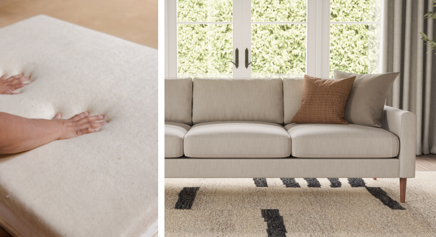 Lala sofa and natural latex and wool cushion