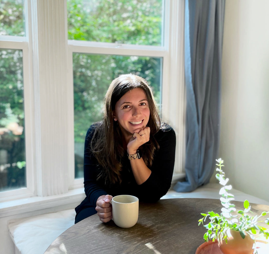 Meg sitting in her breakfast nook