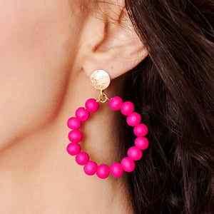 Wood Beaded Round Dangling Earrings - Splash on Main