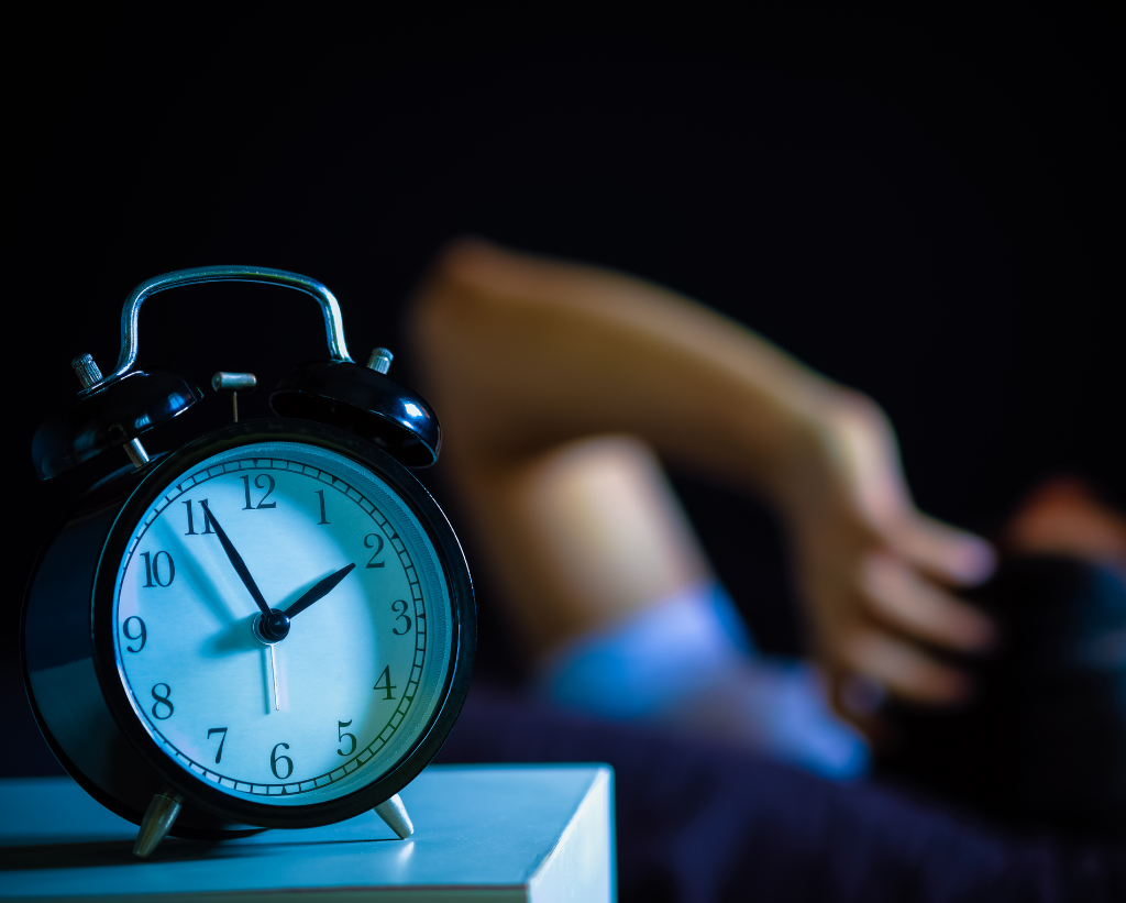 Alarm clock showing the time at night