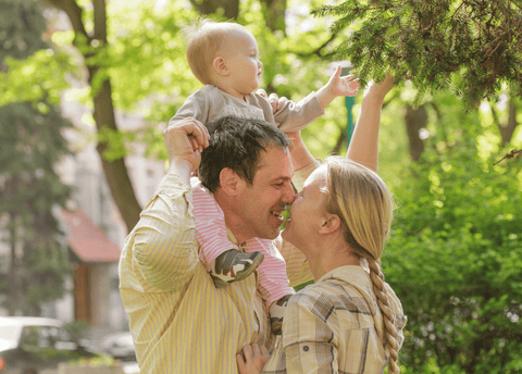 baby and family getting natural sunlight