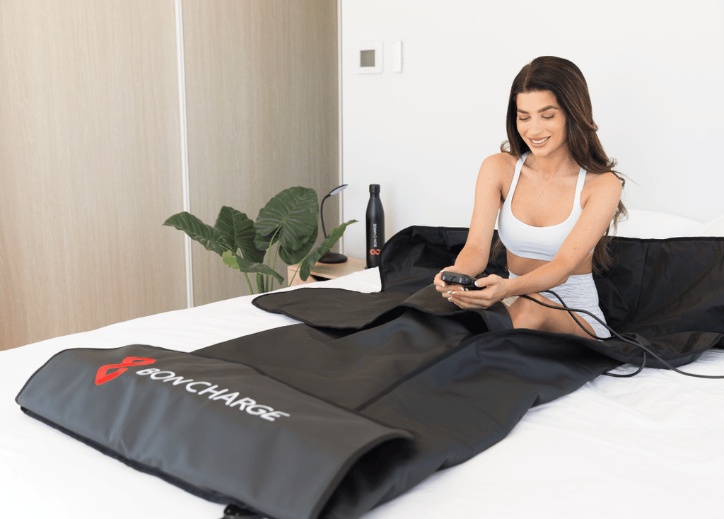 Girl Using an Infrared Sauna Blanket