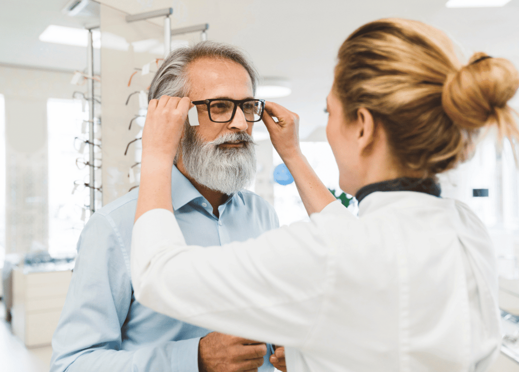 Man getting his prescription glasses