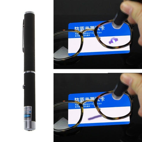 Example of the blue pen test on a pair of lenses