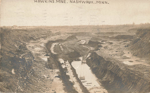 Nashwauk, Minnesota Aerial View Of Hawkins Mine. USA Real Photo Postcard
