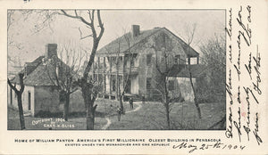 Pensacola Florida 1904 Duplex Cancel On Chas H. Bliss Private Postcard 'William Panton House' To England