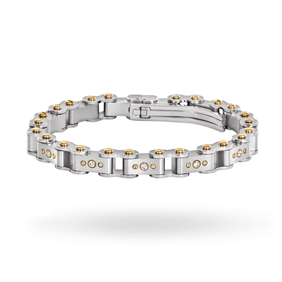 Two-Tone Diamond 9.5MM Bicycle Bracelet