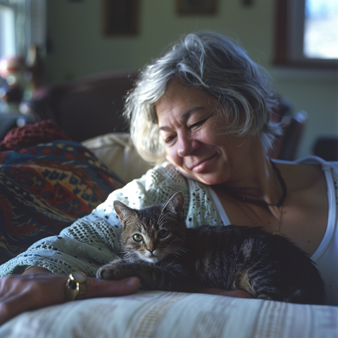 Elaine with Mister Whiskers as a kitten