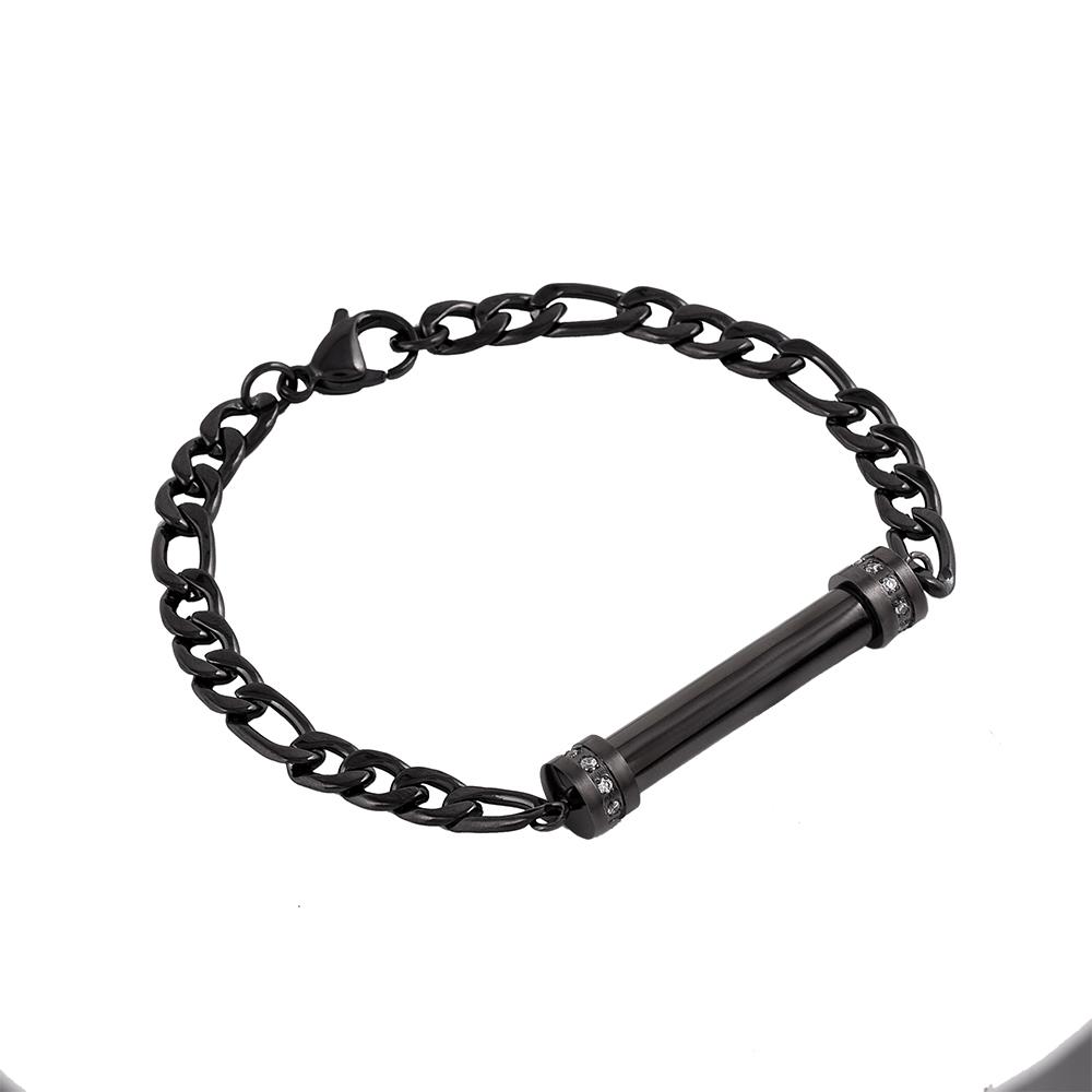 Men's Cremation Bracelet - Cord Black, Large / No / No