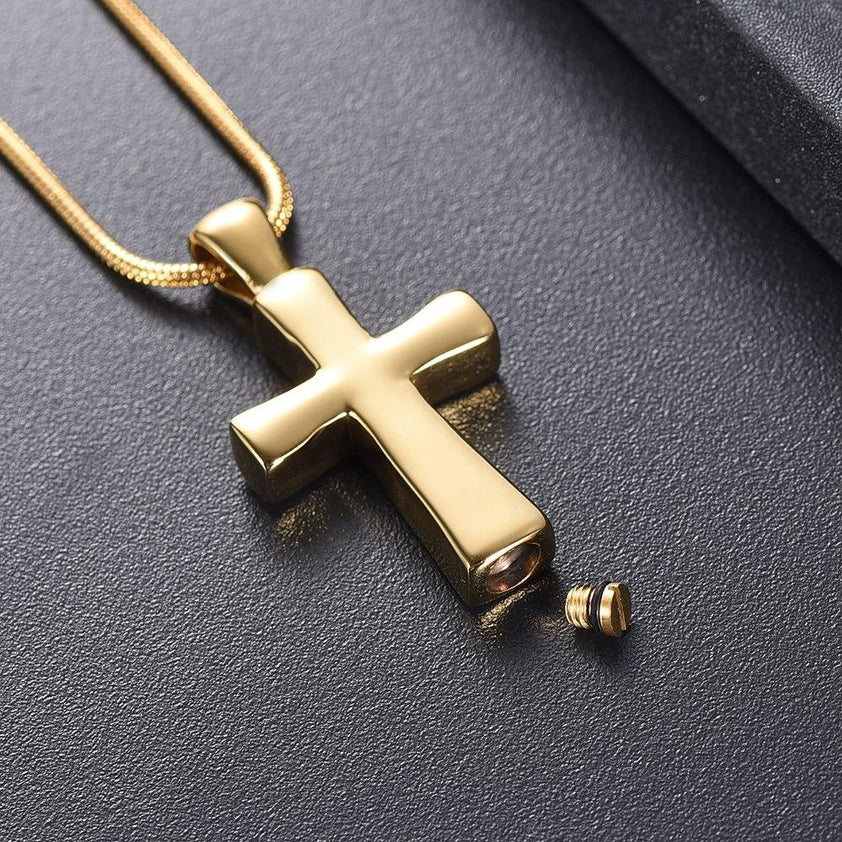 Classic Cross - Cremation Urn Necklace - Cherished Emblems