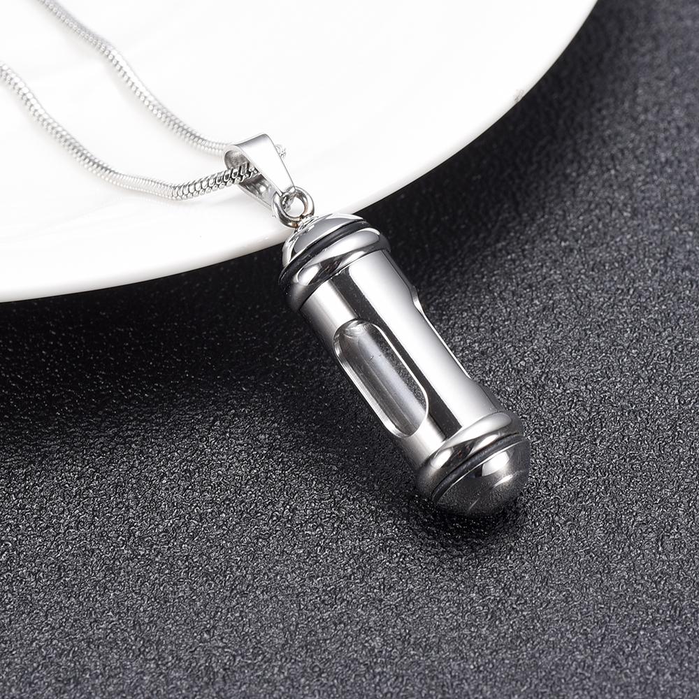 Cylinder Capsule Secret Message Vial Cremation Ash Urn Necklace in  Stainless Steel Stash Locket Wing and Crystal Dangle Necklace