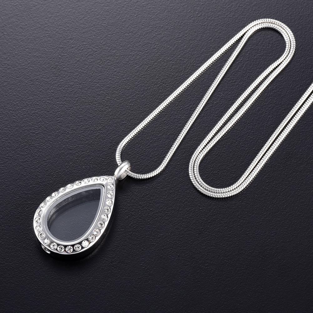 Sterling Silver Teardrop Cremation - Ash Necklace - Cherished Emblems