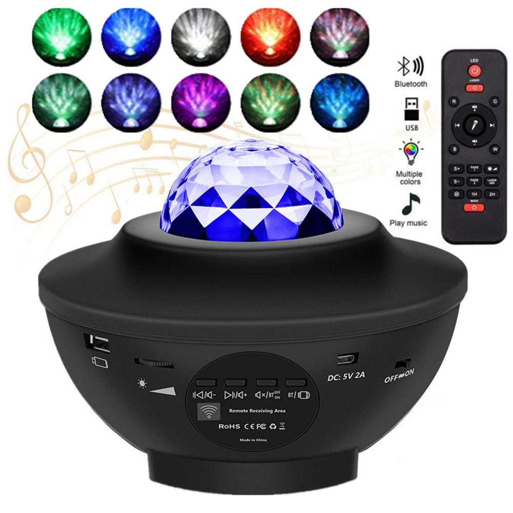 Galaxy Starry Night Lamp LED Star Projector Night Light Ocean Wave Pro