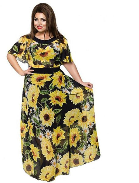 plus sunflower dress