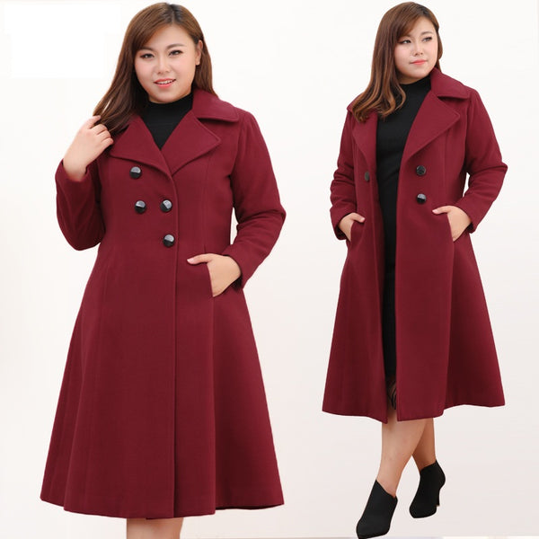 plus size red wool coat